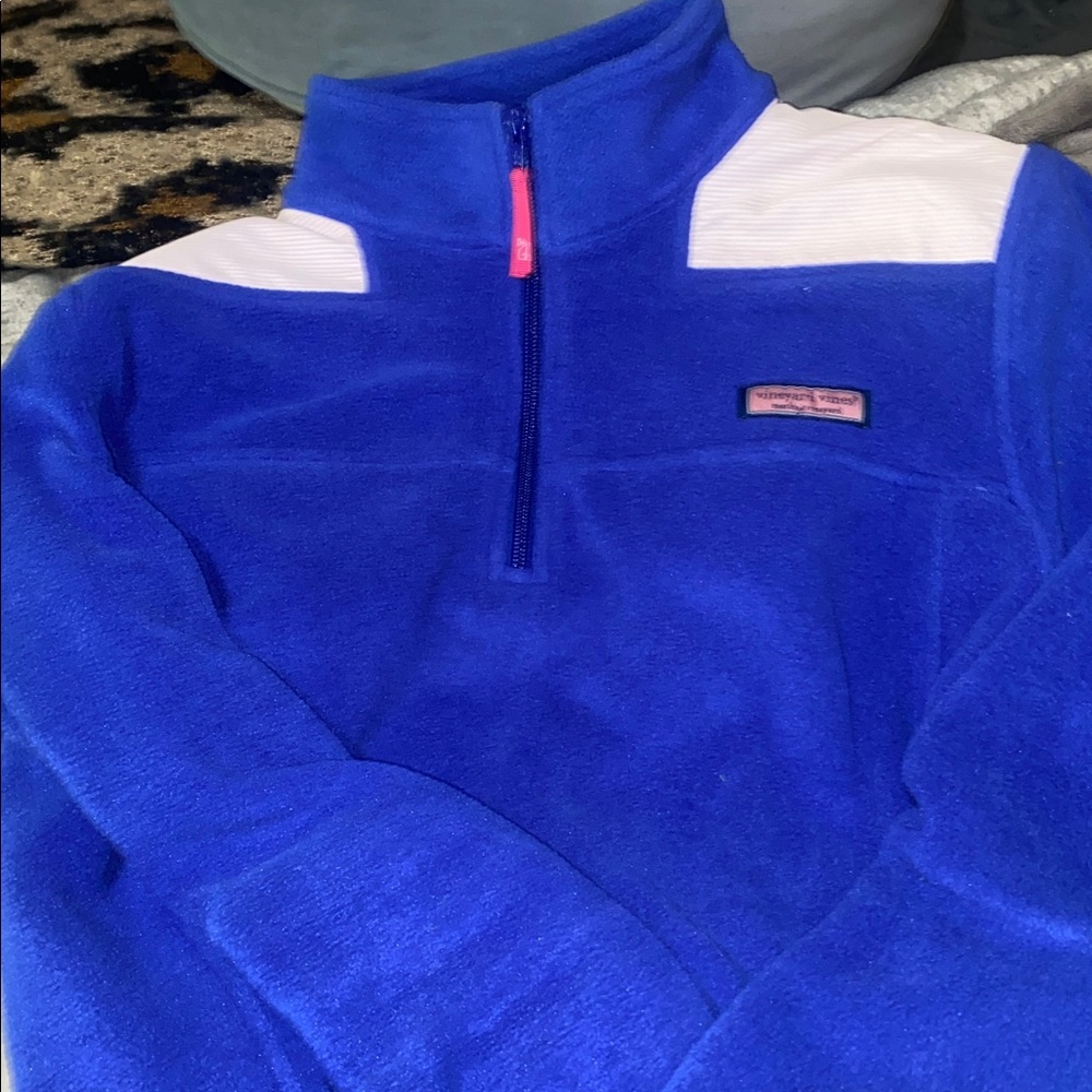 Vineyard Vines Blue Fleece Sherpa Pullover Size Medium Cottagecore